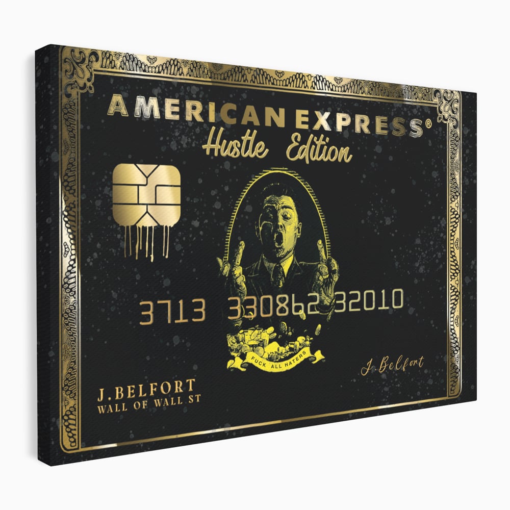 Tablou Canvas Premium LuxCanva® B1039, Hustle Edition , Decorativ, DiCaprio, Money, Wall Street, Auriu