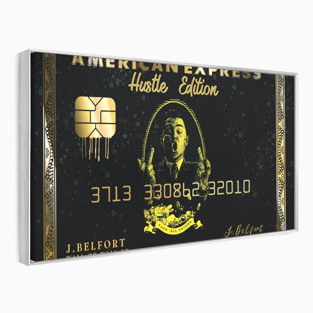 Tablou Canvas Premium LuxCanva® B1039, Hustle Edition , Decorativ, DiCaprio, Money, Wall Street, Auriu