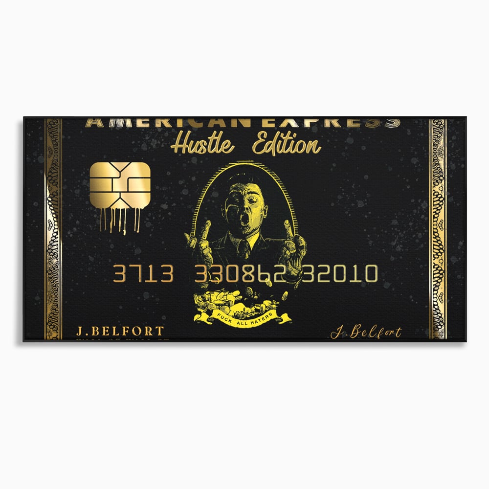 Tablou Canvas Premium LuxCanva® B1039, Hustle Edition , Decorativ, DiCaprio, Money, Wall Street, Auriu