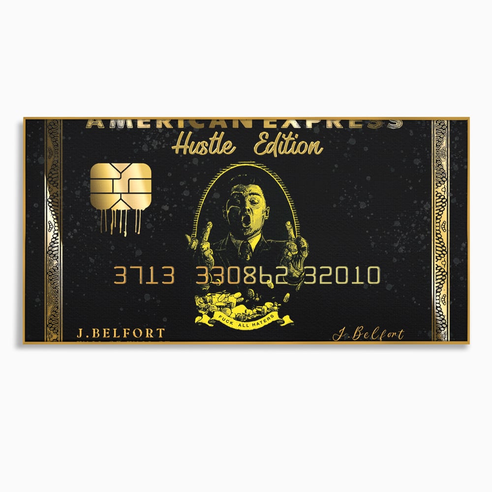 Tablou Canvas Premium LuxCanva® B1039, Hustle Edition , Decorativ, DiCaprio, Money, Wall Street, Auriu