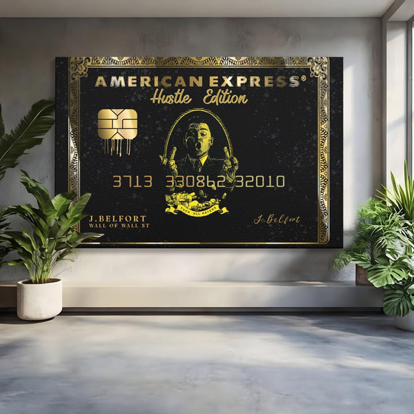 Tablou Canvas Premium LuxCanva® B1039, Hustle Edition , Decorativ, DiCaprio, Money, Wall Street, Auriu