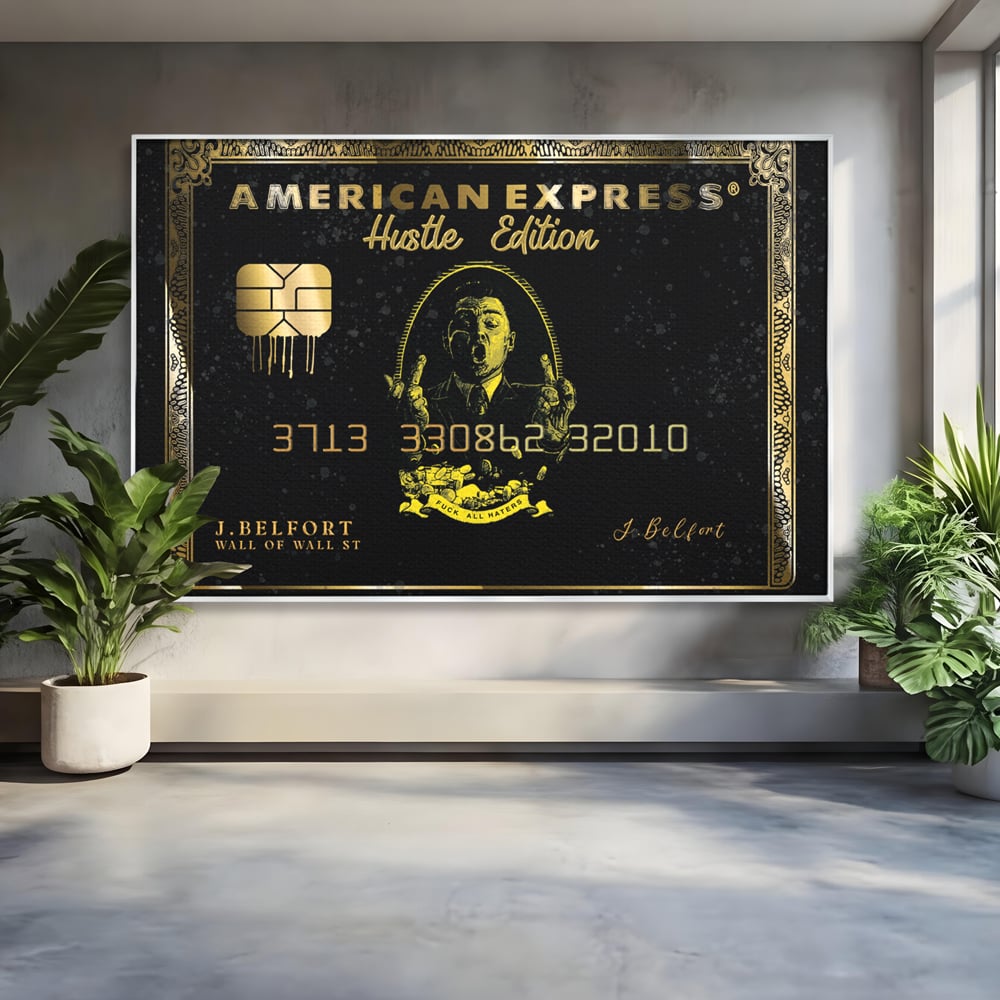 Tablou Canvas Premium LuxCanva® B1039, Hustle Edition , Decorativ, DiCaprio, Money, Wall Street, Auriu