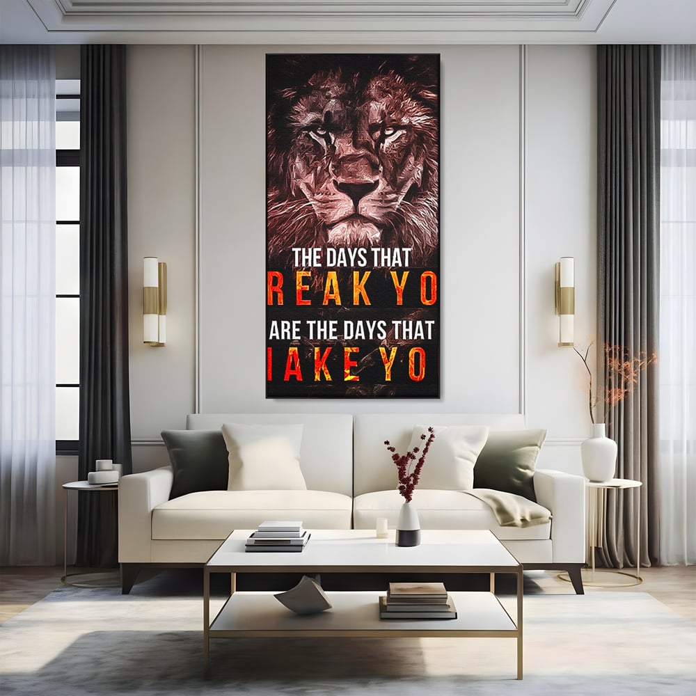 Tablou Canvas Premium LuxCanva® B1040, The Days , Living, Birou, Inspirational, Leu, Rege, Savana, Culori Vibrante
