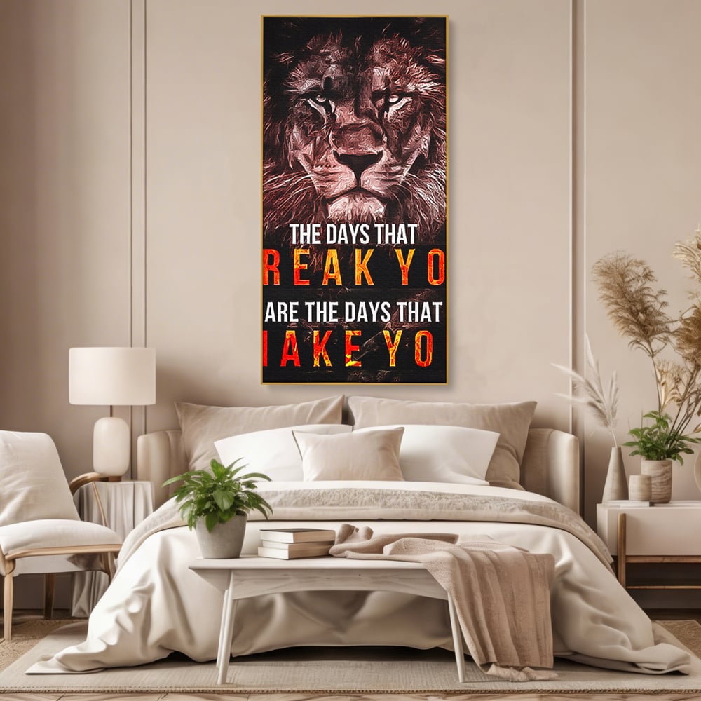 Tablou Canvas Premium LuxCanva® B1040, The Days , Living, Birou, Inspirational, Leu, Rege, Savana, Culori Vibrante