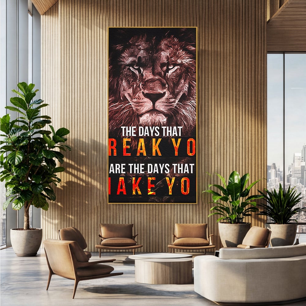 Tablou Canvas Premium LuxCanva® B1040, The Days , Living, Birou, Inspirational, Leu, Rege, Savana, Culori Vibrante