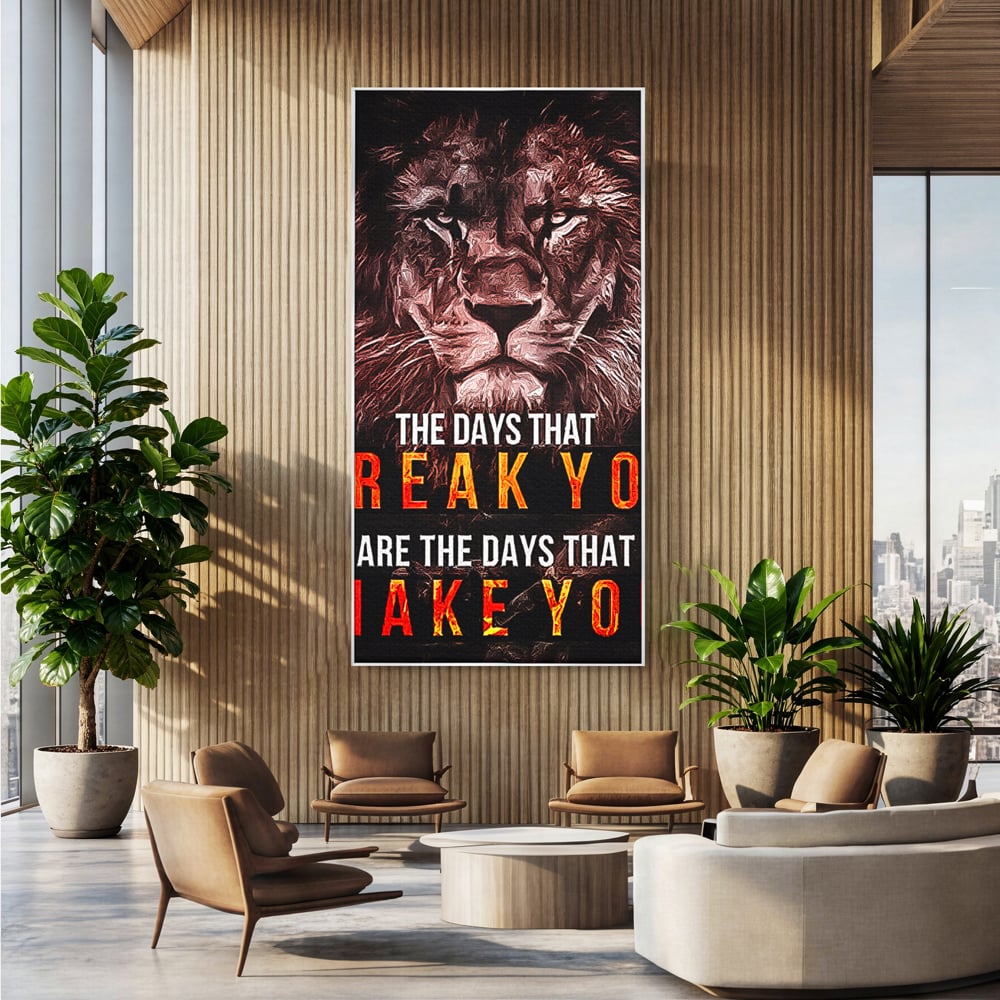 Tablou Canvas Premium LuxCanva® B1040, The Days , Living, Birou, Inspirational, Leu, Rege, Savana, Culori Vibrante