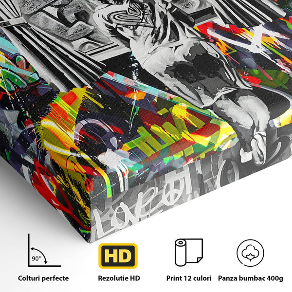 Tablou Canvas Premium LuxCanva® B1041, Wall Of Love , Living, Dormitor, Inspirational, Iubire, Culori, Inimi, Culori Vibrante