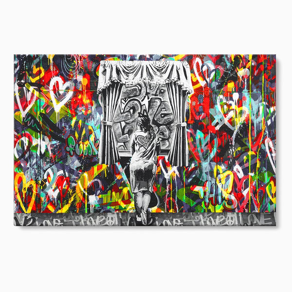 Tablou Canvas Premium LuxCanva® B1041, Wall Of Love , Living, Dormitor, Inspirational, Iubire, Culori, Inimi, Culori Vibrante