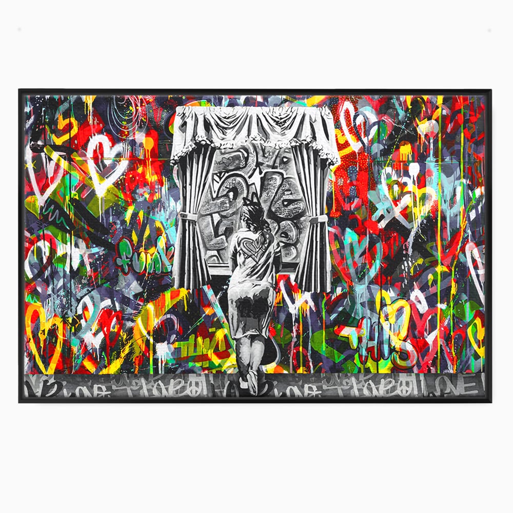 Tablou Canvas Premium LuxCanva® B1041, Wall Of Love , Living, Dormitor, Inspirational, Iubire, Culori, Inimi, Culori Vibrante