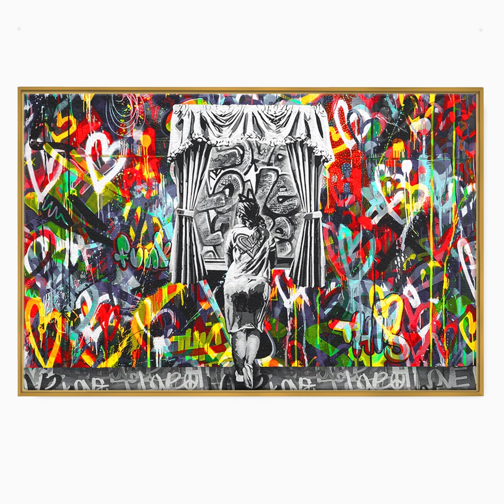 Tablou Canvas Premium LuxCanva® B1041, Wall Of Love , Living, Dormitor, Inspirational, Iubire, Culori, Inimi, Culori Vibrante