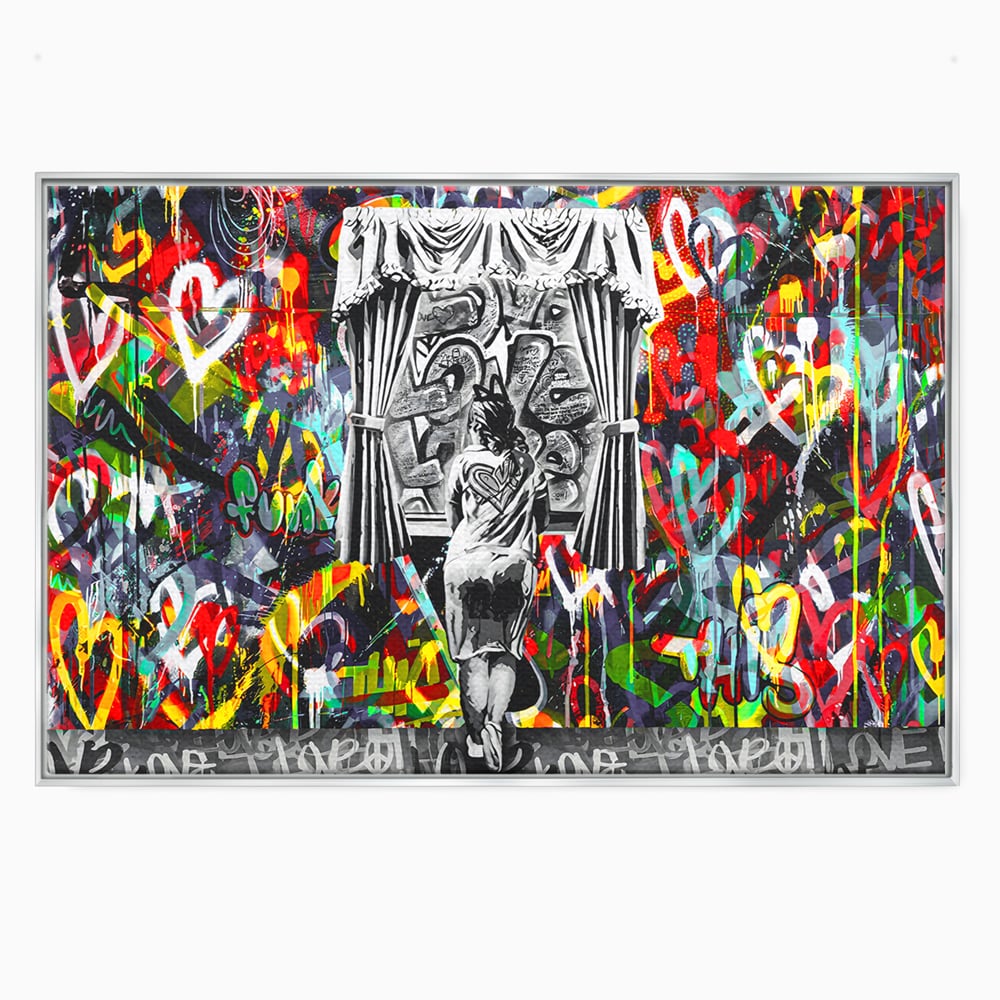 Tablou Canvas Premium LuxCanva® B1041, Wall Of Love , Living, Dormitor, Inspirational, Iubire, Culori, Inimi, Culori Vibrante