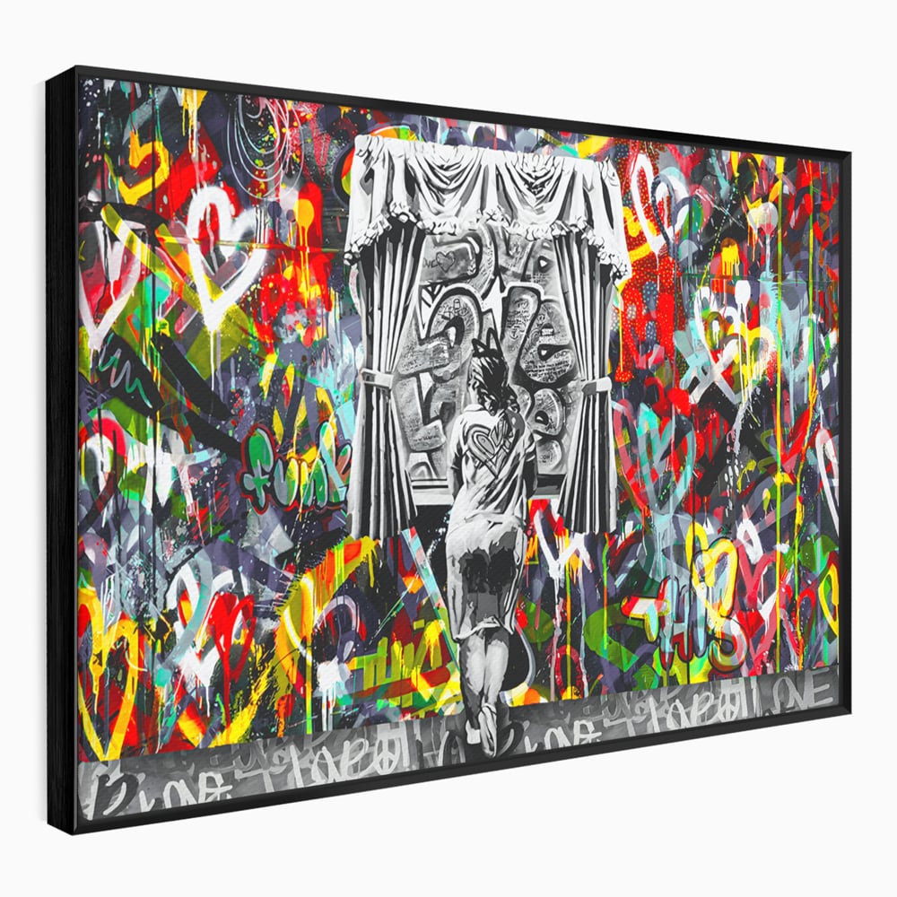 Tablou Canvas Premium LuxCanva® B1041, Wall Of Love , Living, Dormitor, Inspirational, Iubire, Culori, Inimi, Culori Vibrante