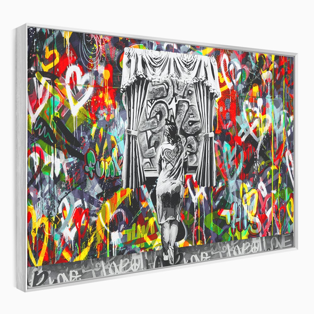 Tablou Canvas Premium LuxCanva® B1041, Wall Of Love , Living, Dormitor, Inspirational, Iubire, Culori, Inimi, Culori Vibrante