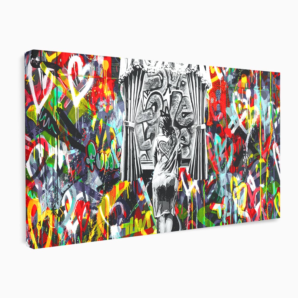 Tablou Canvas Premium LuxCanva® B1041, Wall Of Love , Living, Dormitor, Inspirational, Iubire, Culori, Inimi, Culori Vibrante
