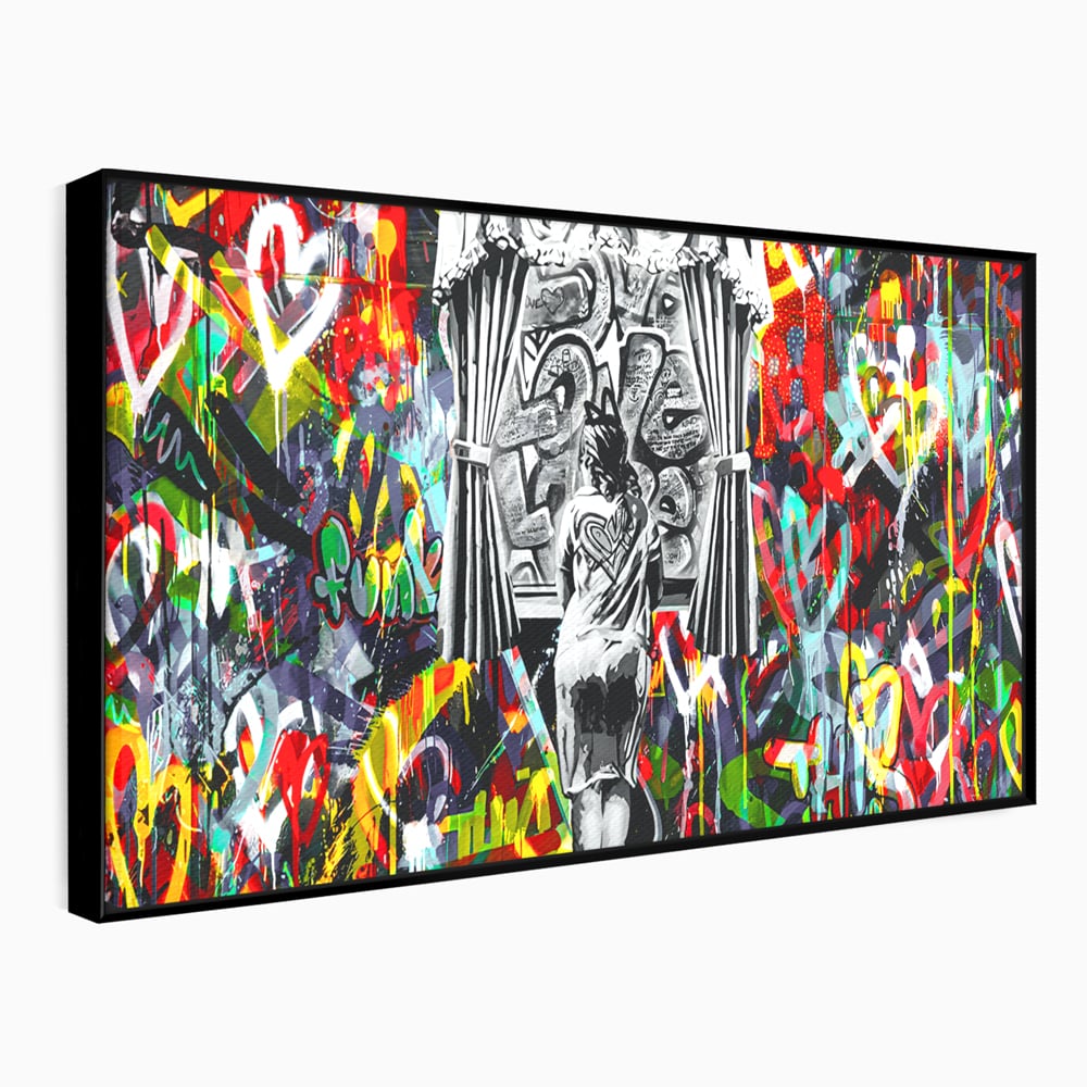 Tablou Canvas Premium LuxCanva® B1041, Wall Of Love , Living, Dormitor, Inspirational, Iubire, Culori, Inimi, Culori Vibrante