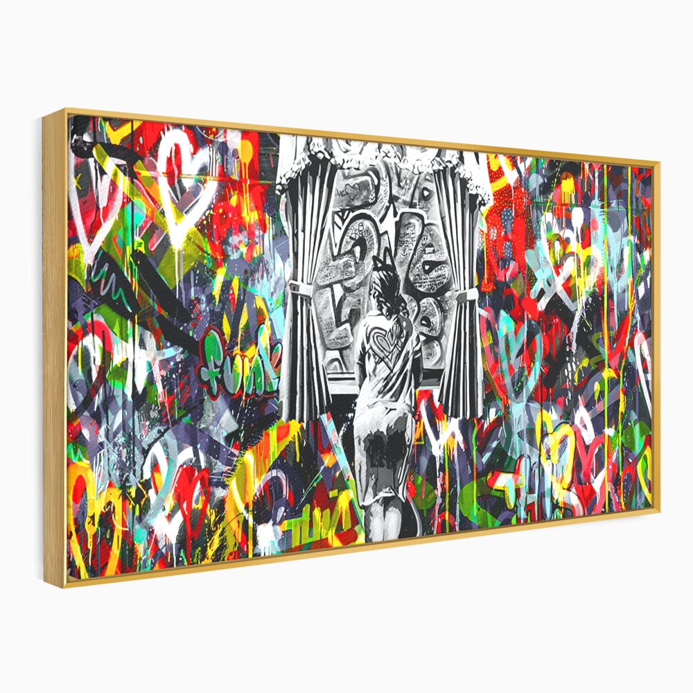 Tablou Canvas Premium LuxCanva® B1041, Wall Of Love , Living, Dormitor, Inspirational, Iubire, Culori, Inimi, Culori Vibrante