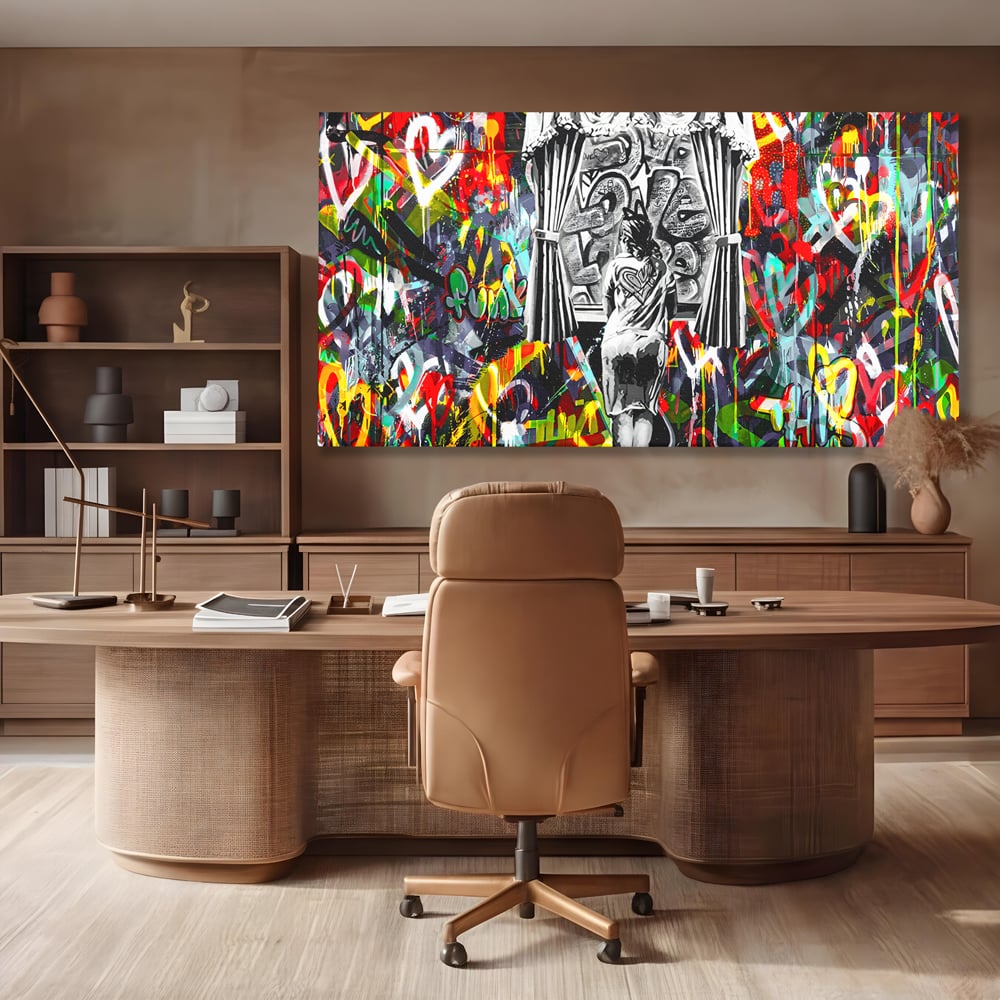 Tablou Canvas Premium LuxCanva® B1041, Wall Of Love , Living, Dormitor, Inspirational, Iubire, Culori, Inimi, Culori Vibrante