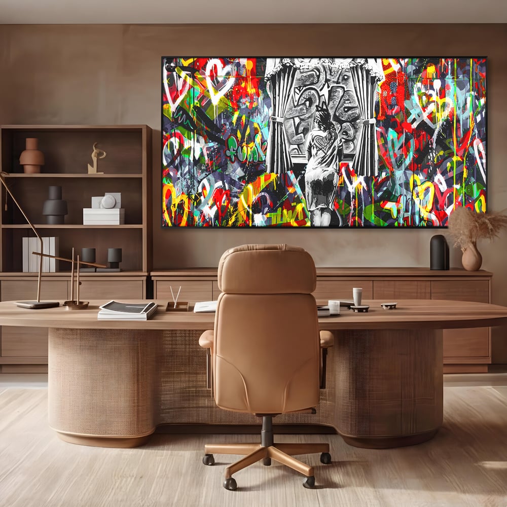Tablou Canvas Premium LuxCanva® B1041, Wall Of Love , Living, Dormitor, Inspirational, Iubire, Culori, Inimi, Culori Vibrante