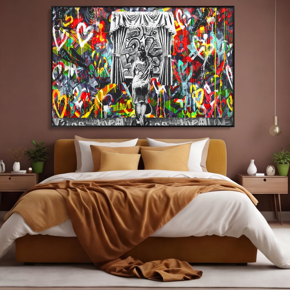 Tablou Canvas Premium LuxCanva® B1041, Wall Of Love , Living, Dormitor, Inspirational, Iubire, Culori, Inimi, Culori Vibrante