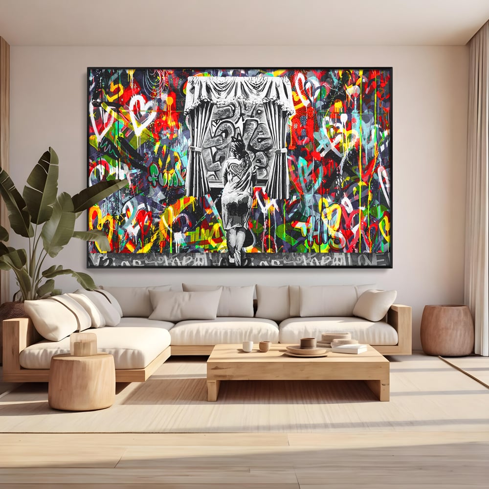 Tablou Canvas Premium LuxCanva® B1041, Wall Of Love , Living, Dormitor, Inspirational, Iubire, Culori, Inimi, Culori Vibrante