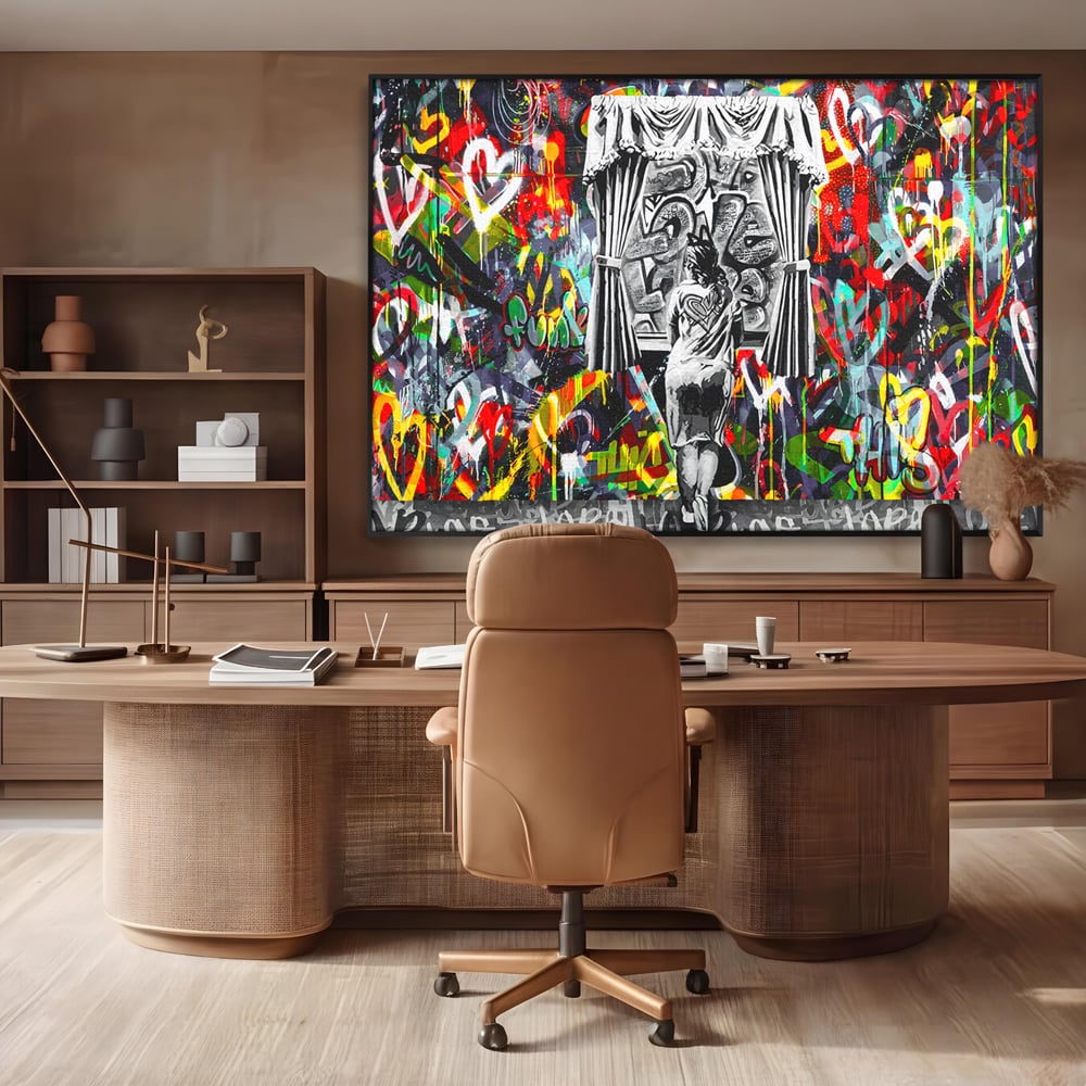 Tablou Canvas Premium LuxCanva® B1041, Wall Of Love , Living, Dormitor, Inspirational, Iubire, Culori, Inimi, Culori Vibrante