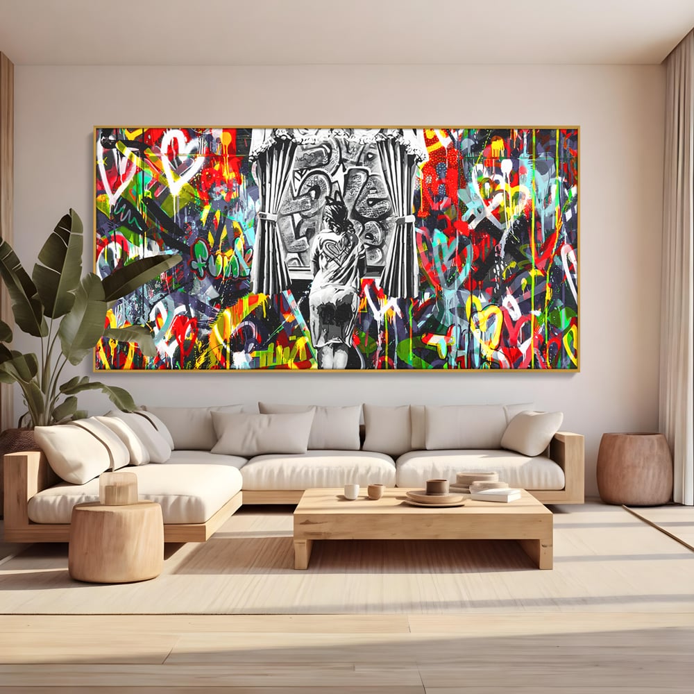Tablou Canvas Premium LuxCanva® B1041, Wall Of Love , Living, Dormitor, Inspirational, Iubire, Culori, Inimi, Culori Vibrante