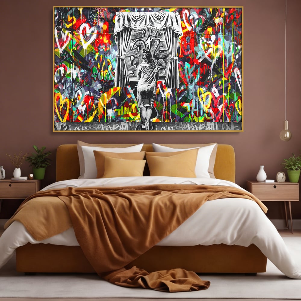 Tablou Canvas Premium LuxCanva® B1041, Wall Of Love , Living, Dormitor, Inspirational, Iubire, Culori, Inimi, Culori Vibrante