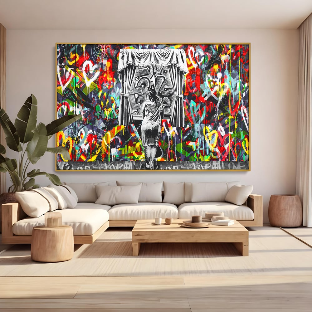 Tablou Canvas Premium LuxCanva® B1041, Wall Of Love , Living, Dormitor, Inspirational, Iubire, Culori, Inimi, Culori Vibrante