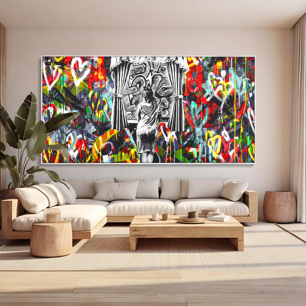 Tablou Canvas Premium LuxCanva® B1041, Wall Of Love , Living, Dormitor, Inspirational, Iubire, Culori, Inimi, Culori Vibrante