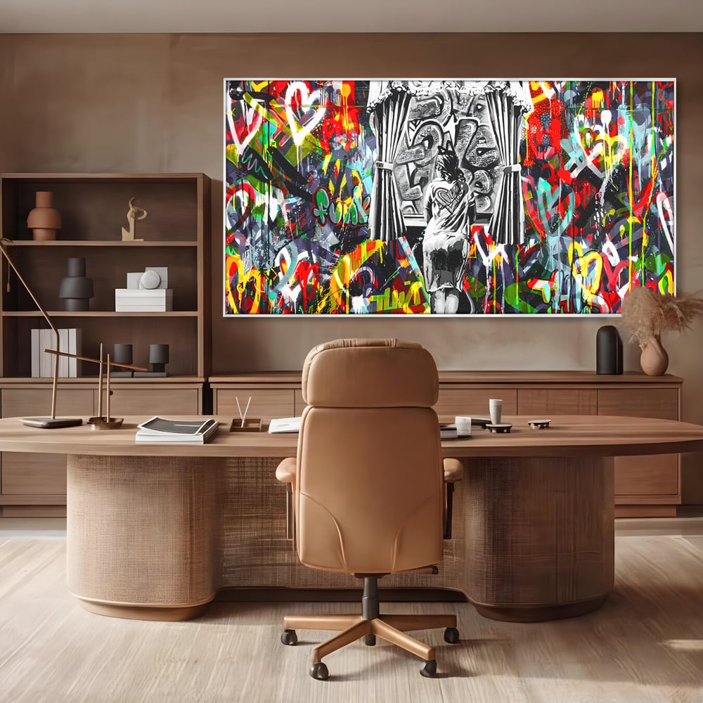 Tablou Canvas Premium LuxCanva® B1041, Wall Of Love , Living, Dormitor, Inspirational, Iubire, Culori, Inimi, Culori Vibrante