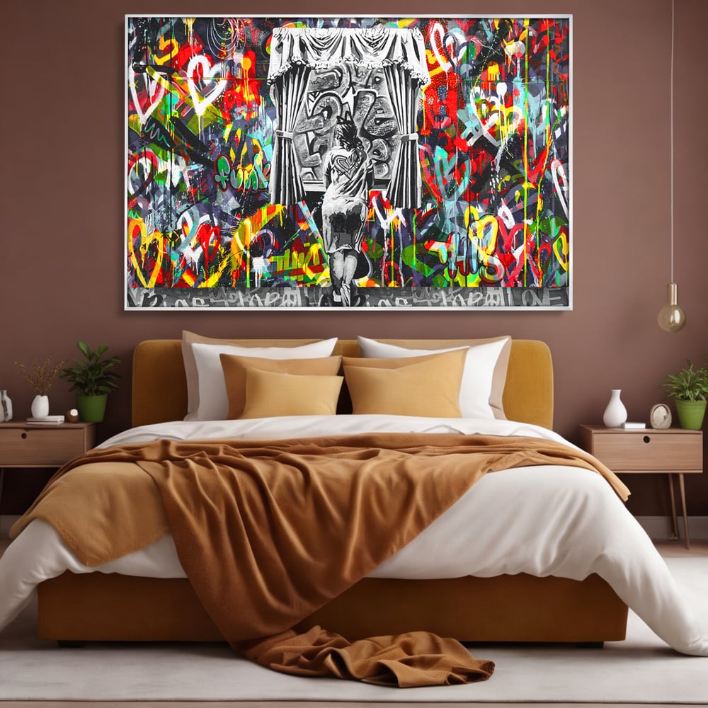 Tablou Canvas Premium LuxCanva® B1041, Wall Of Love , Living, Dormitor, Inspirational, Iubire, Culori, Inimi, Culori Vibrante