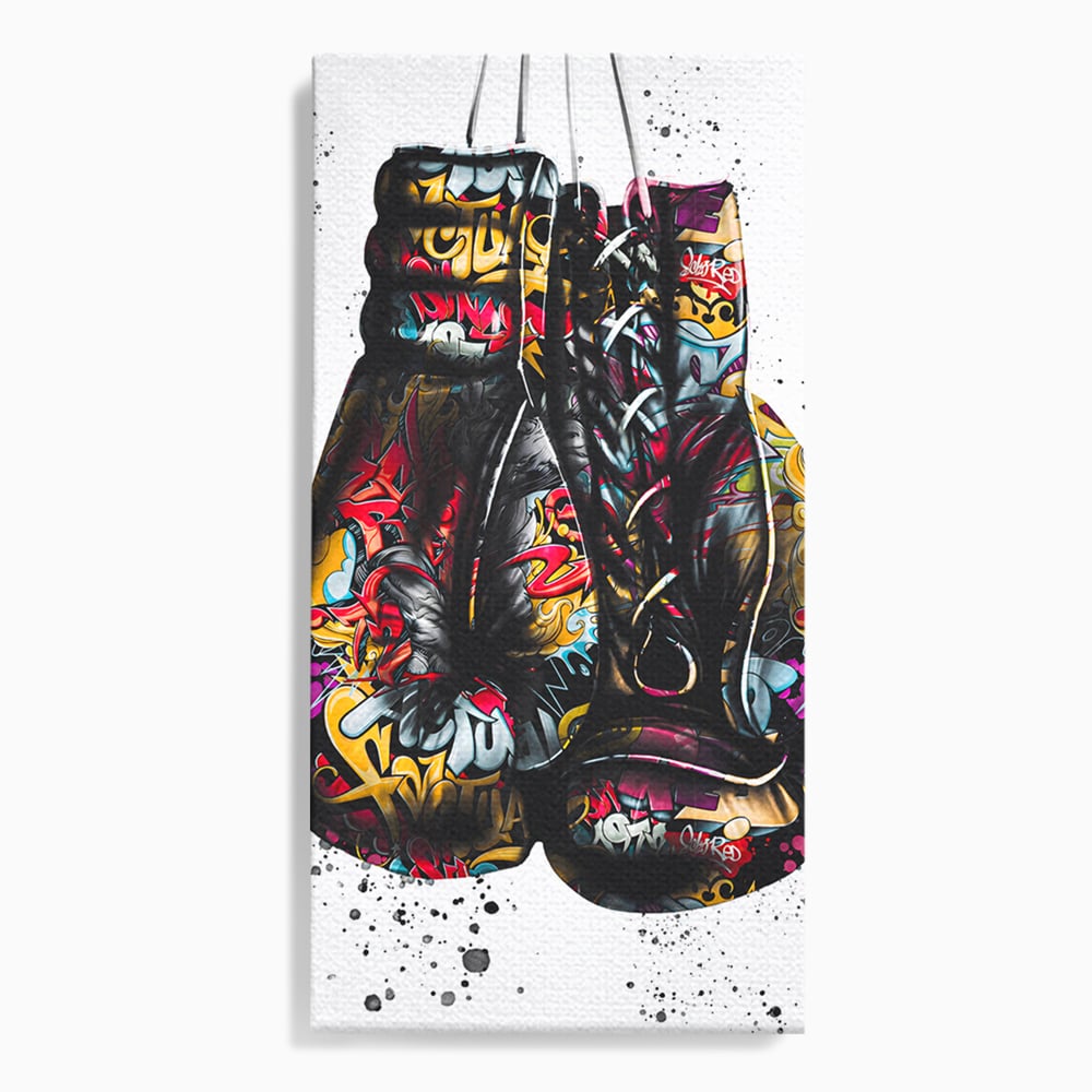 Tablou Canvas Premium LuxCanva® B1042, Pop Art Boxing Gloves , Dormitor, Birou, Sport, Box, Culori Vibrante