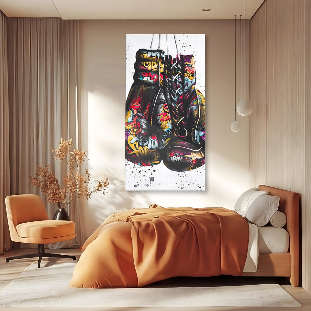 Tablou Canvas Premium LuxCanva® B1042, Pop Art Boxing Gloves , Dormitor, Birou, Sport, Box, Culori Vibrante