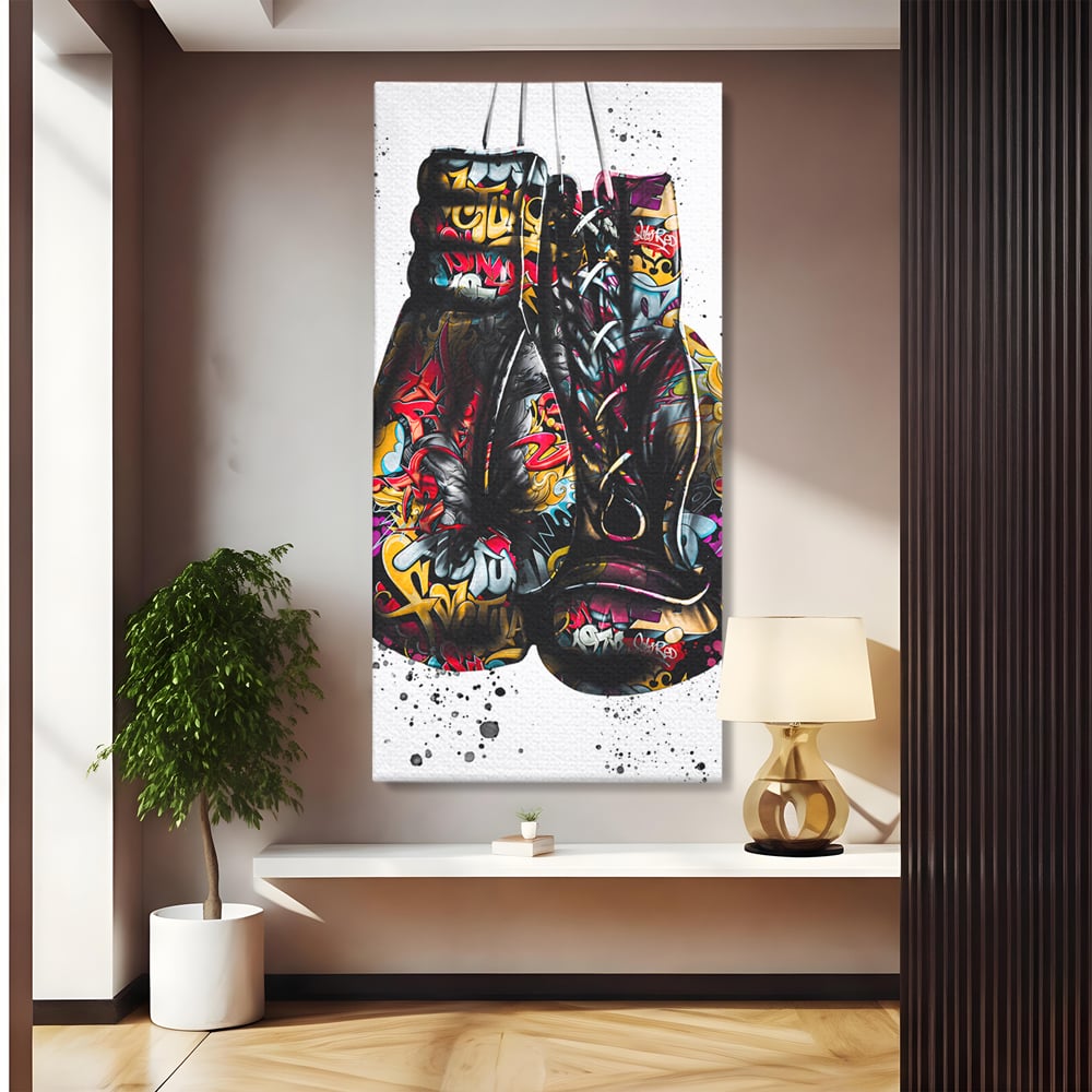 Tablou Canvas Premium LuxCanva® B1042, Pop Art Boxing Gloves , Dormitor, Birou, Sport, Box, Culori Vibrante