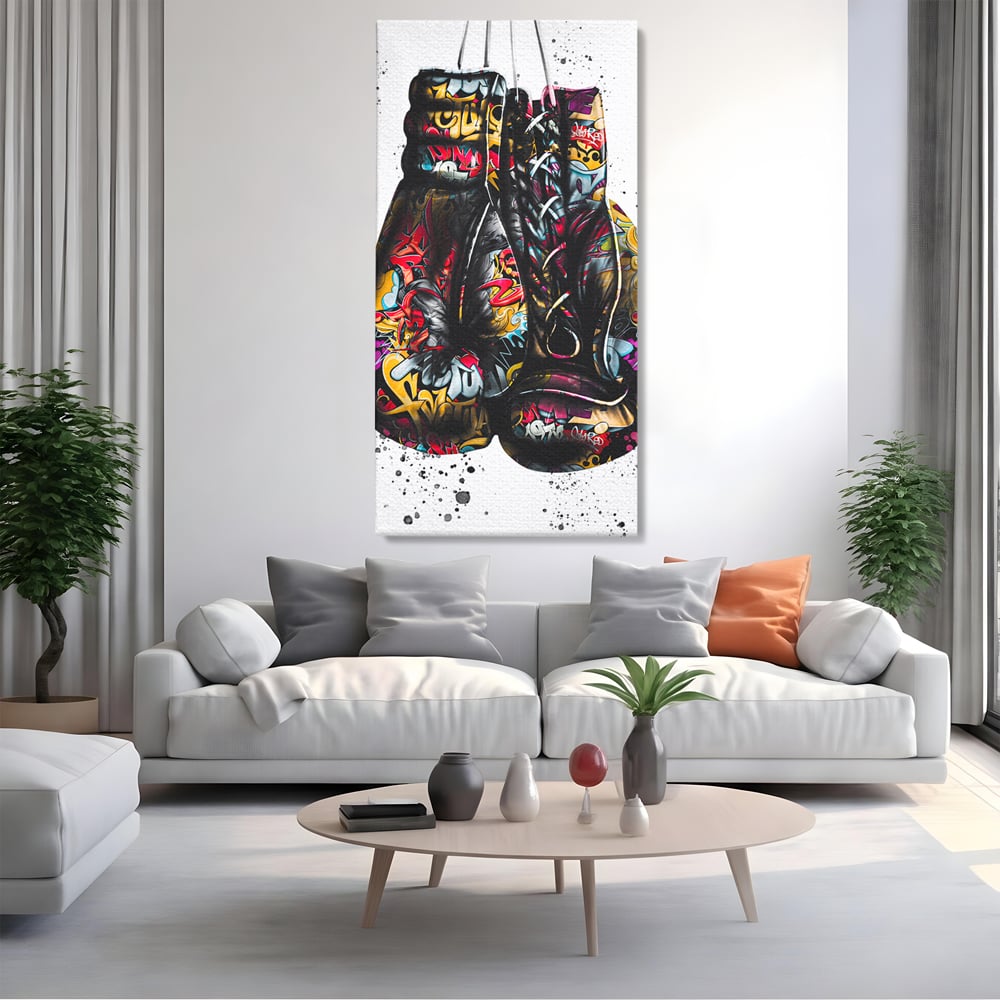 Tablou Canvas Premium LuxCanva® B1042, Pop Art Boxing Gloves , Dormitor, Birou, Sport, Box, Culori Vibrante