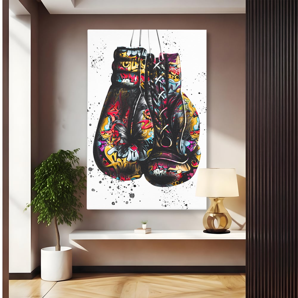 Tablou Canvas Premium LuxCanva® B1042, Pop Art Boxing Gloves , Dormitor, Birou, Sport, Box, Culori Vibrante