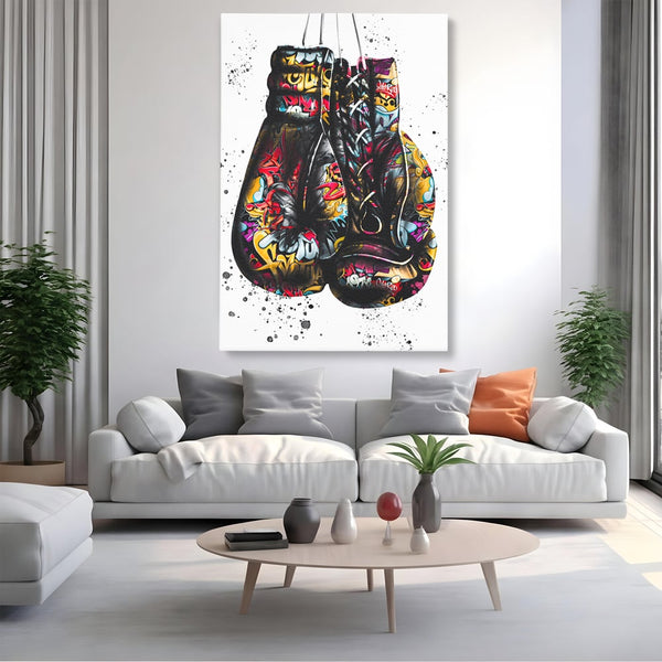 Tablou Canvas Premium LuxCanva® B1042, Pop Art Boxing Gloves , Dormitor, Birou, Sport, Box, Culori Vibrante