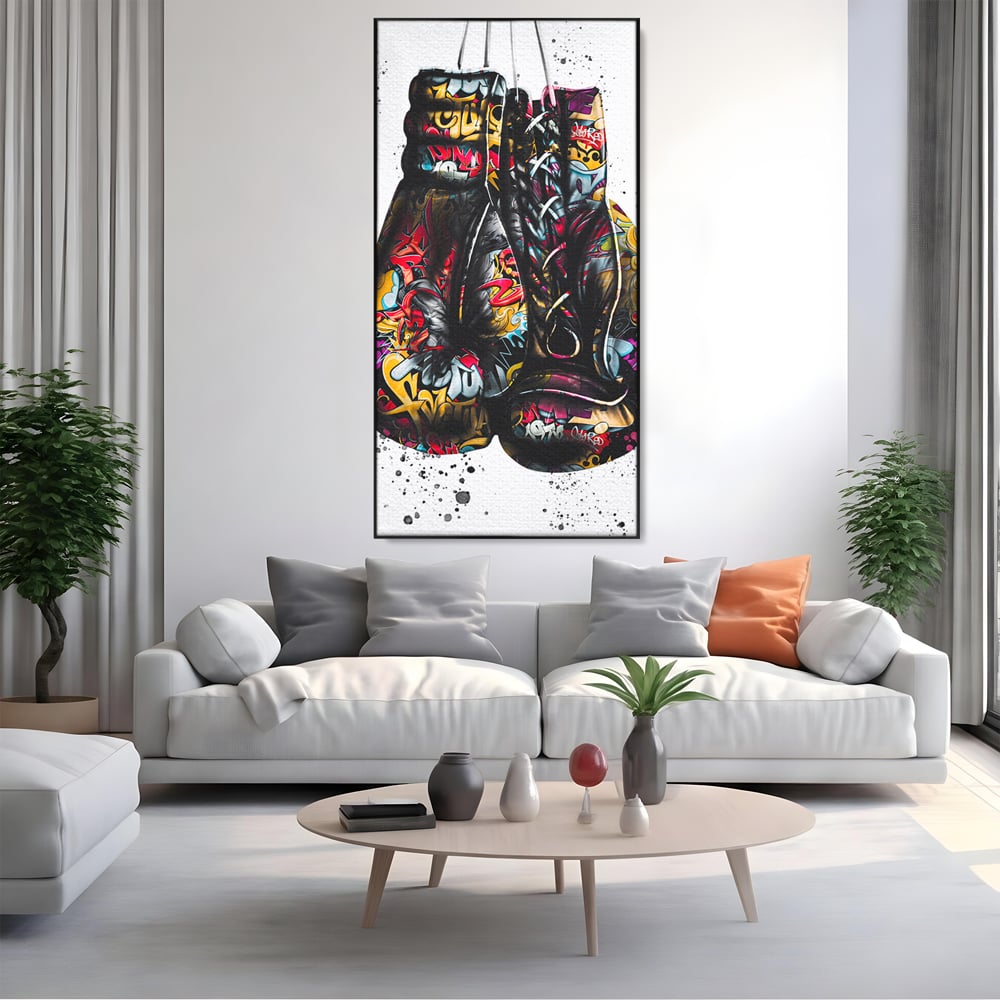 Tablou Canvas Premium LuxCanva® B1042, Pop Art Boxing Gloves , Dormitor, Birou, Sport, Box, Culori Vibrante
