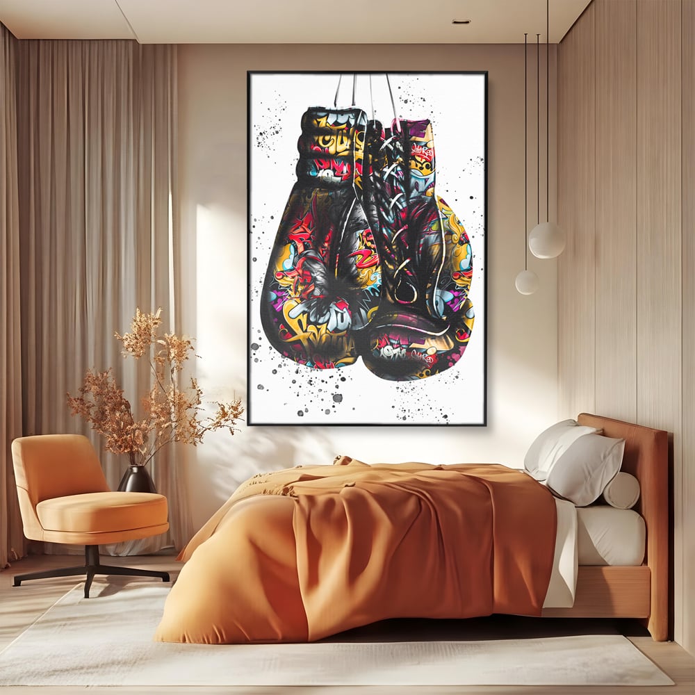 Tablou Canvas Premium LuxCanva® B1042, Pop Art Boxing Gloves , Dormitor, Birou, Sport, Box, Culori Vibrante