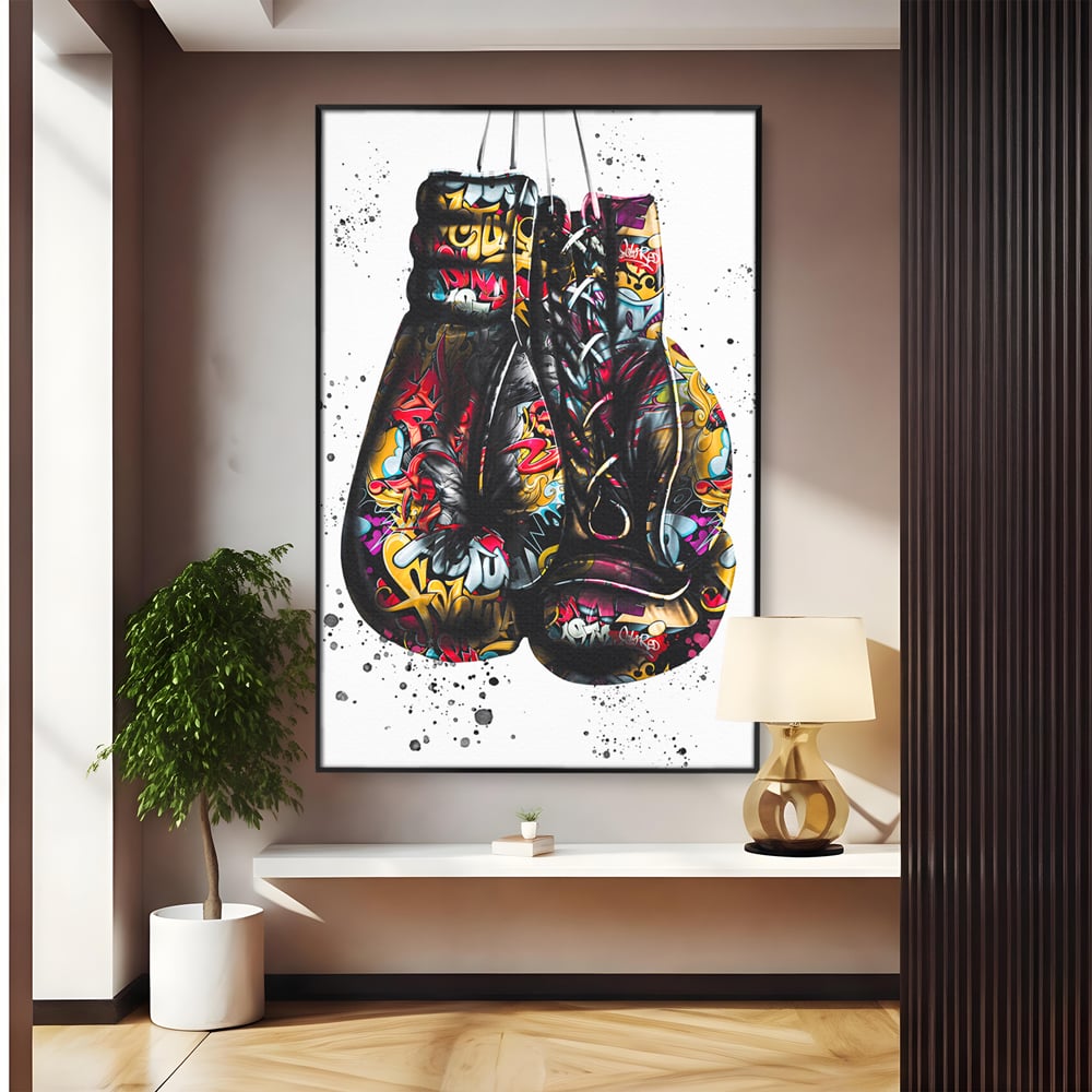 Tablou Canvas Premium LuxCanva® B1042, Pop Art Boxing Gloves , Dormitor, Birou, Sport, Box, Culori Vibrante