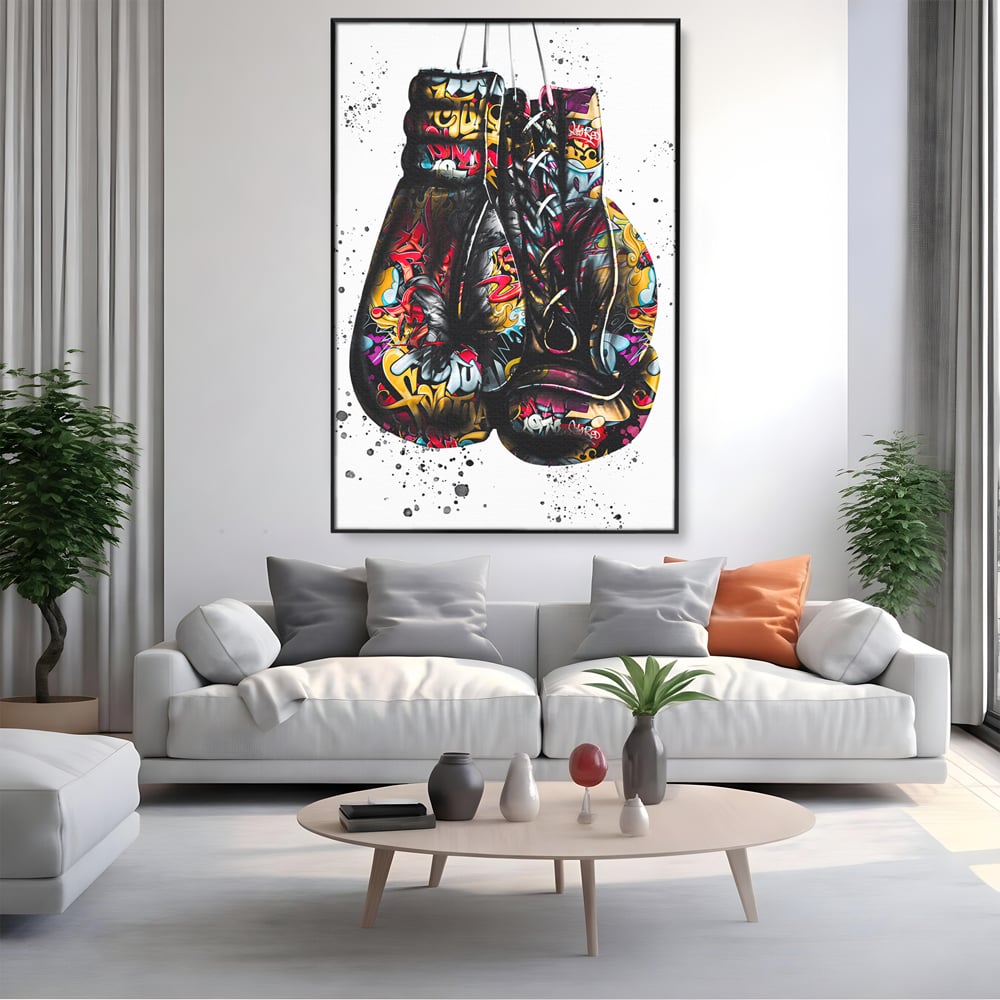 Tablou Canvas Premium LuxCanva® B1042, Pop Art Boxing Gloves , Dormitor, Birou, Sport, Box, Culori Vibrante