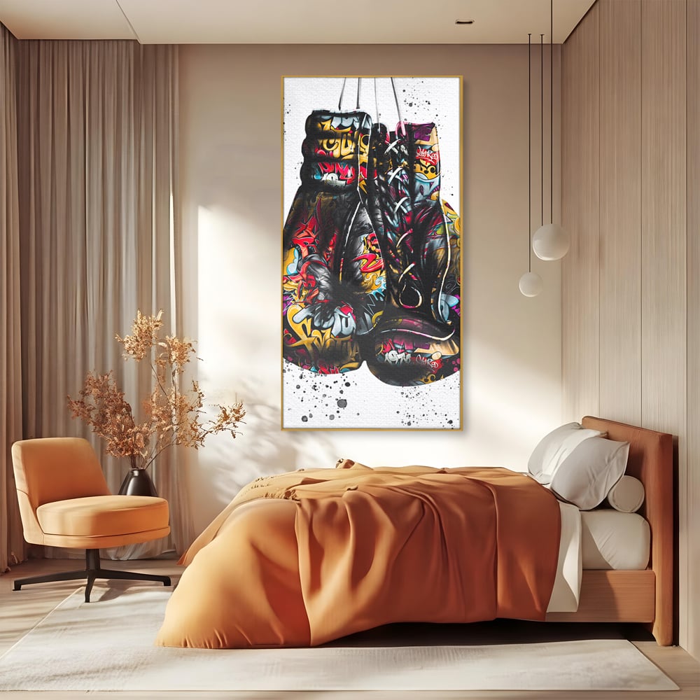Tablou Canvas Premium LuxCanva® B1042, Pop Art Boxing Gloves , Dormitor, Birou, Sport, Box, Culori Vibrante