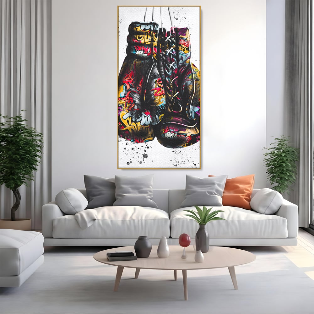 Tablou Canvas Premium LuxCanva® B1042, Pop Art Boxing Gloves , Dormitor, Birou, Sport, Box, Culori Vibrante