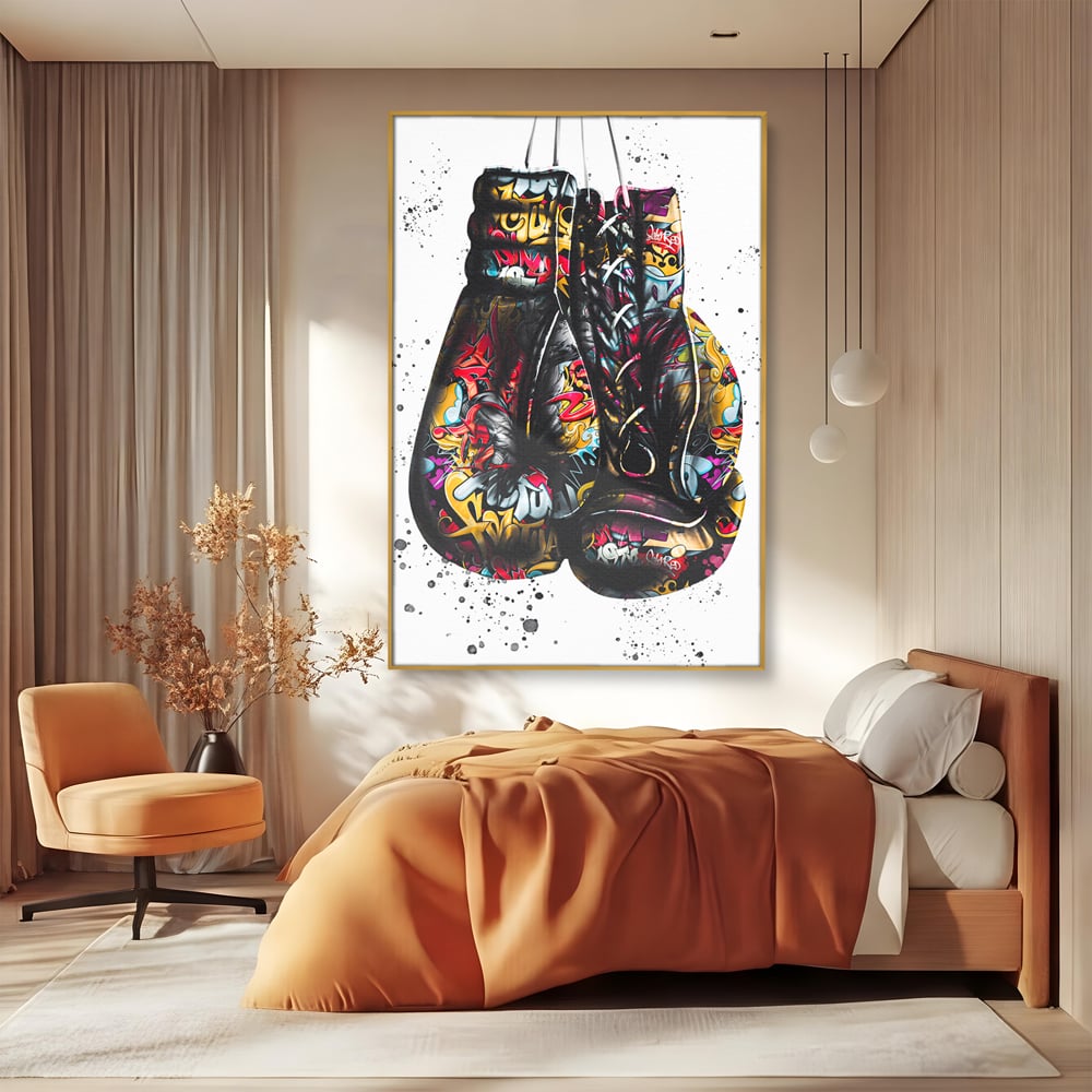 Tablou Canvas Premium LuxCanva® B1042, Pop Art Boxing Gloves , Dormitor, Birou, Sport, Box, Culori Vibrante