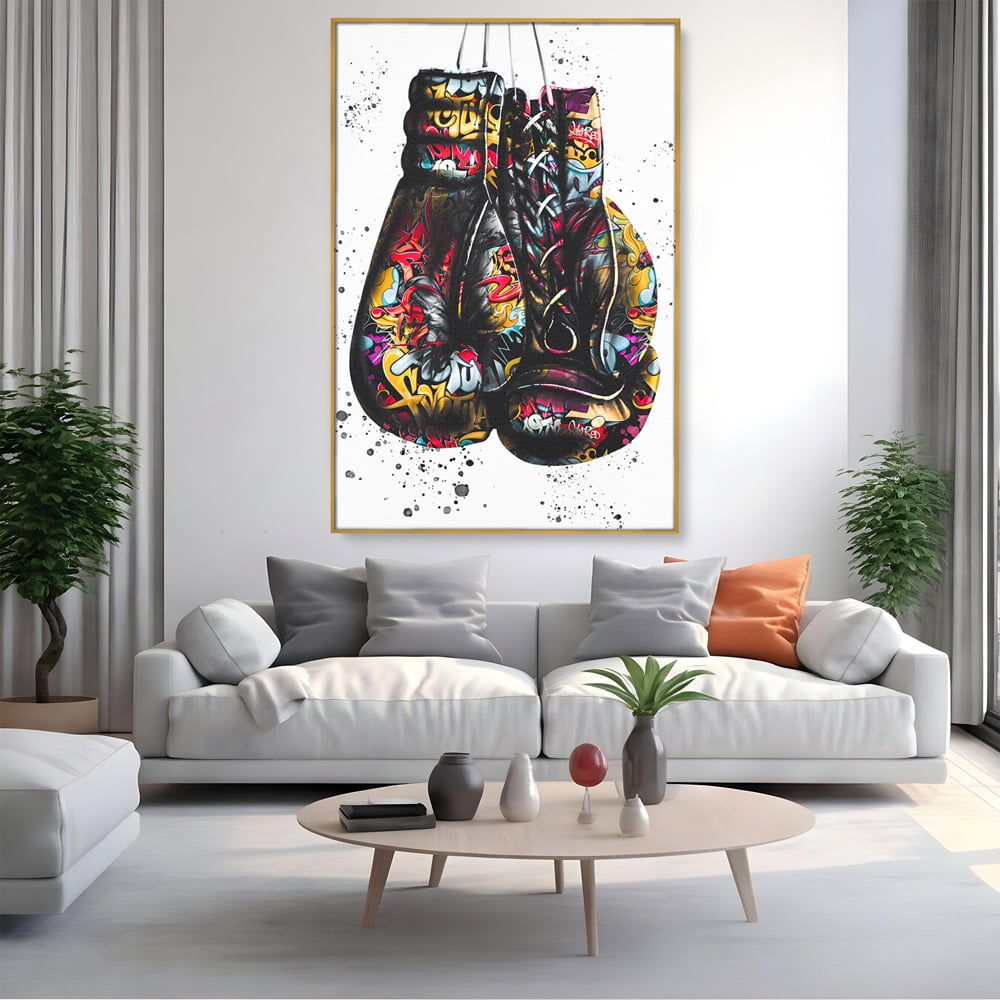 Tablou Canvas Premium LuxCanva® B1042, Pop Art Boxing Gloves , Dormitor, Birou, Sport, Box, Culori Vibrante
