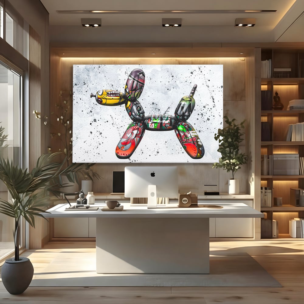 Tablou Canvas Premium LuxCanva® B1043, Pop Art Dog Balloon , Dormitor, Copii, Caine, Balon, Culori Vibrante