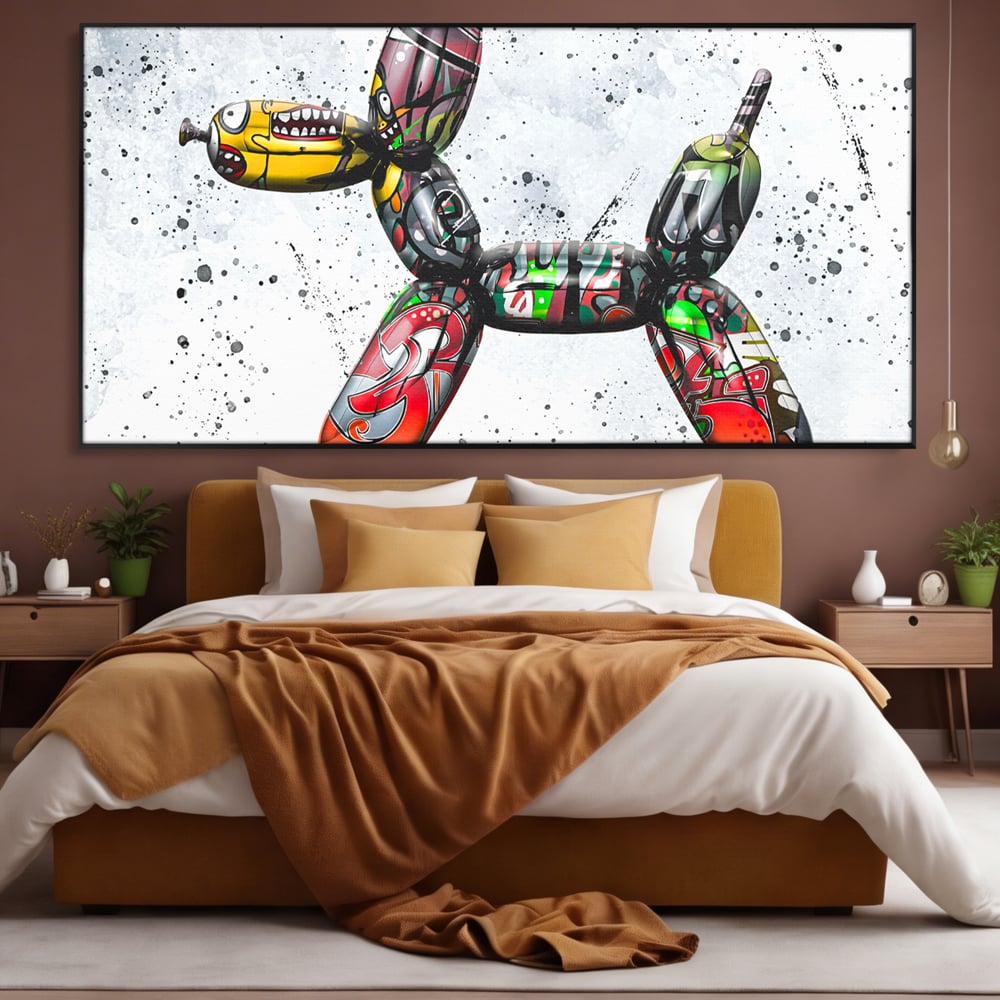 Tablou Canvas Premium LuxCanva® B1043, Pop Art Dog Balloon , Dormitor, Copii, Caine, Balon, Culori Vibrante