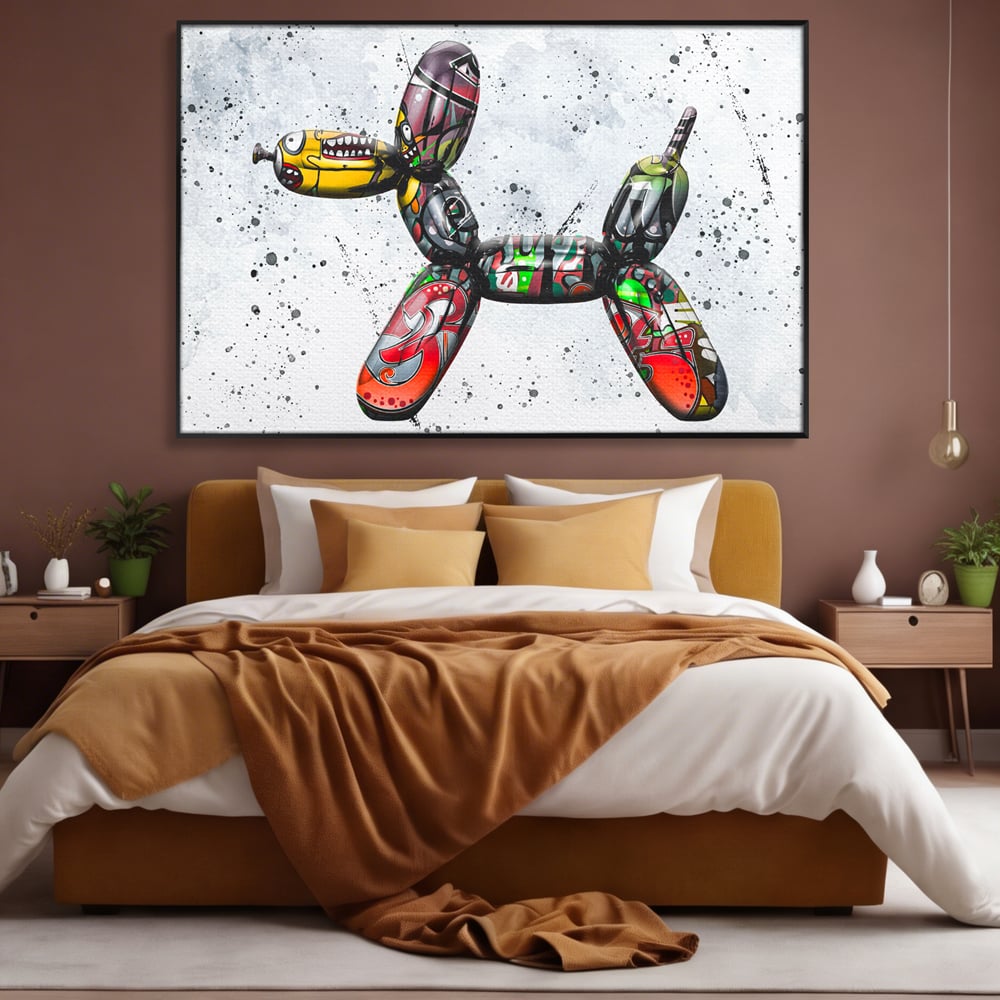 Tablou Canvas Premium LuxCanva® B1043, Pop Art Dog Balloon , Dormitor, Copii, Caine, Balon, Culori Vibrante