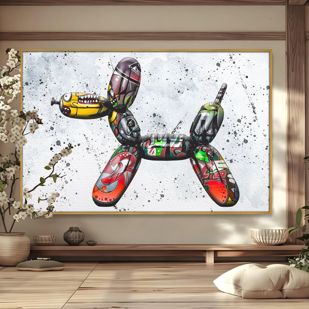 Tablou Canvas Premium LuxCanva® B1043, Pop Art Dog Balloon , Dormitor, Copii, Caine, Balon, Culori Vibrante