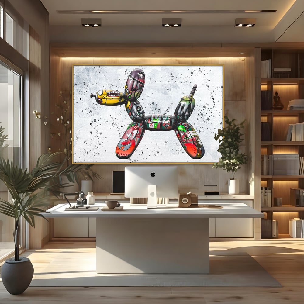 Tablou Canvas Premium LuxCanva® B1043, Pop Art Dog Balloon , Dormitor, Copii, Caine, Balon, Culori Vibrante